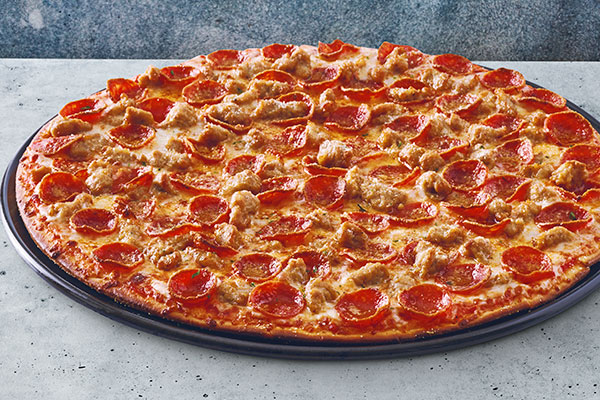 Donatos Pizza with Pepperoni and Sausage