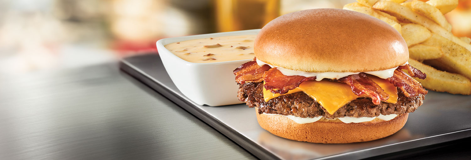 Cheesy Bacon Fondue Burger