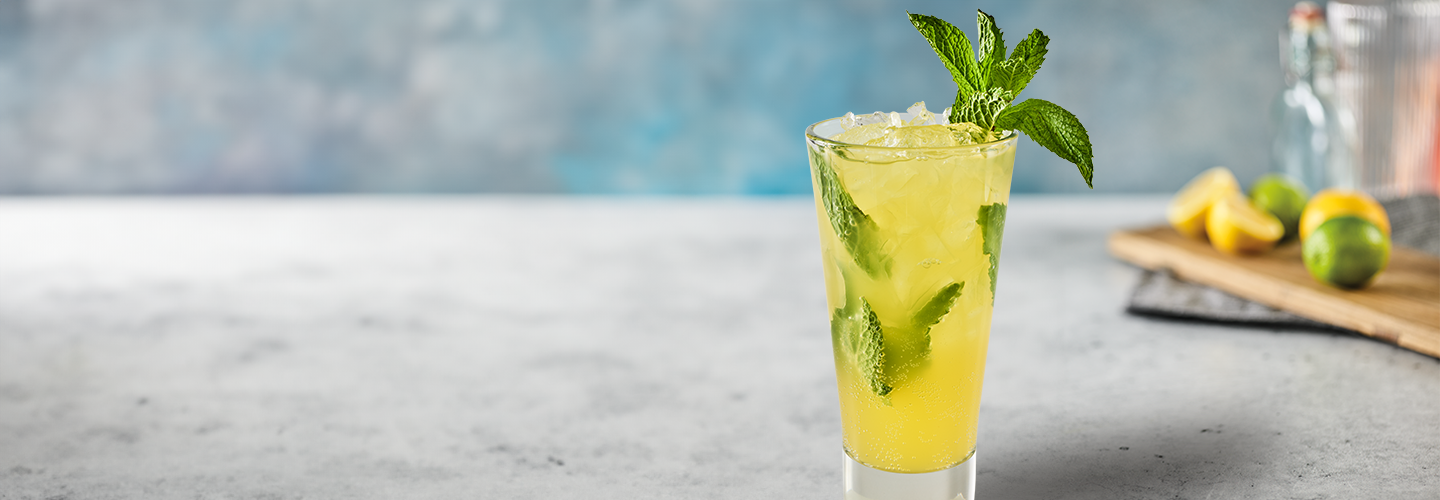 passion fruit mojito with mint garnish