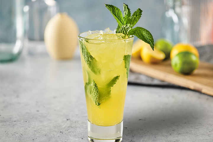 passion fruit mojito with mint garnish