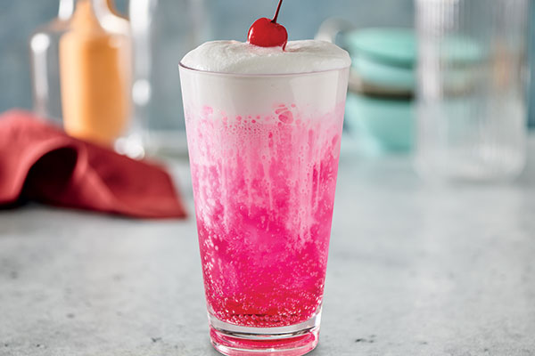 Dragon Fruit Fizzy Soda with cold foam