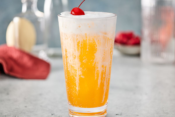 Orange Cream Fizzy Soda with cold foam