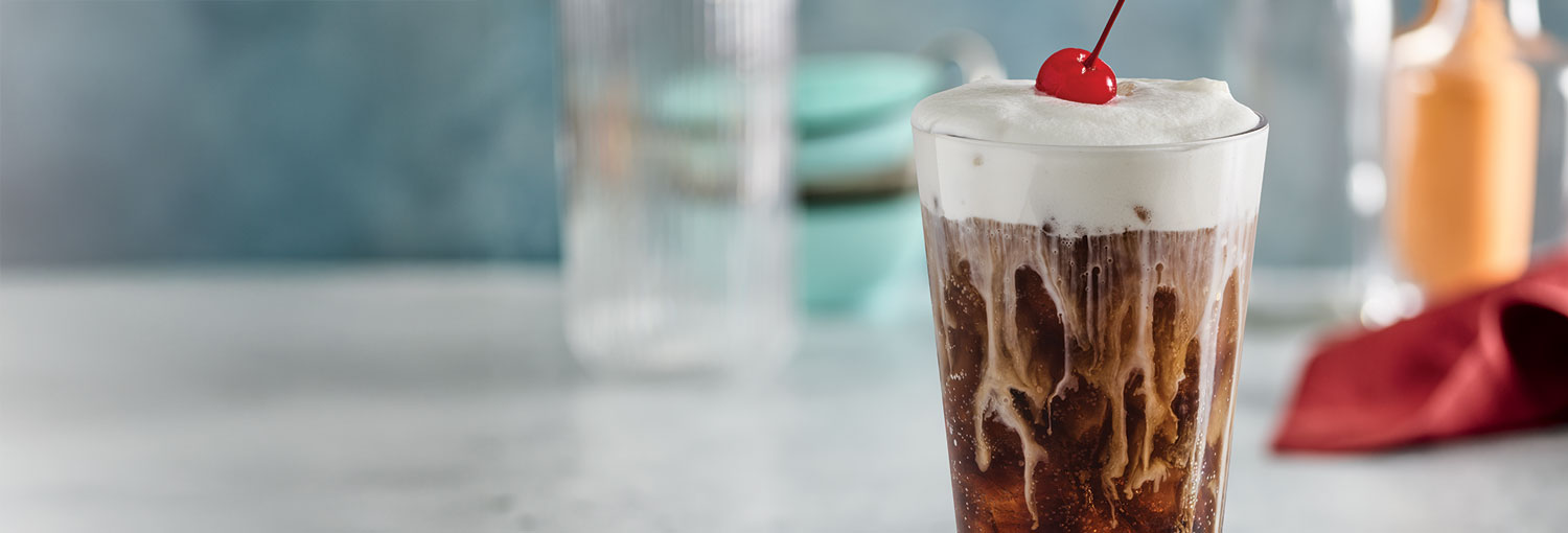 Vanilla Dr. Pepper Fizzy Soda with cold foam