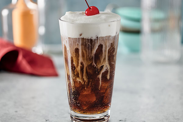 Vanilla Dr. Pepper Fizzy Soda with cold foam