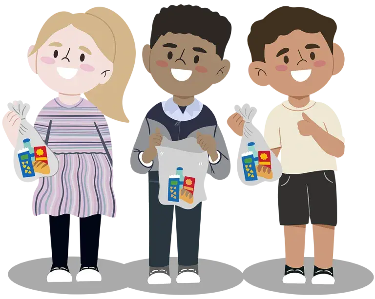 Kids with their backpacks ready for the weekend